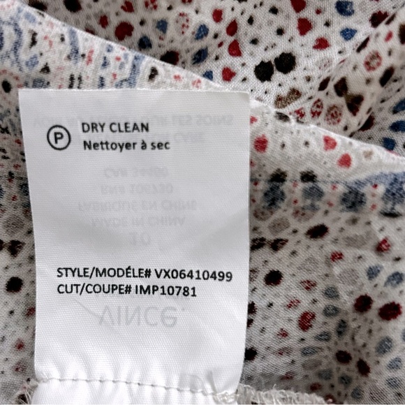 Vince Silk V-Neck Patterned Long Sleeve Blouse - Picture 5 of 8